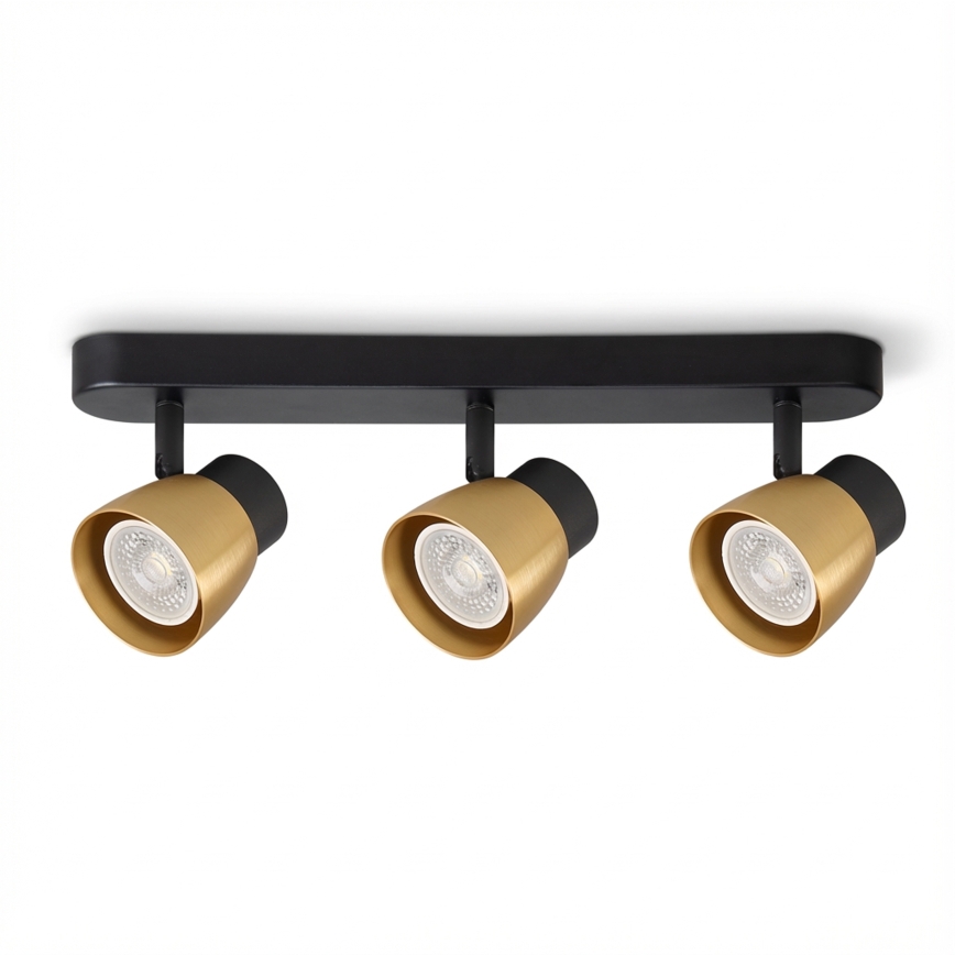 Brilagi - Spotlampe NUGGET 3xGU10/30W/230V sort/guld