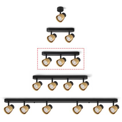 Brilagi - Spotlampe NUGGET 3xGU10/30W/230V sort/guld