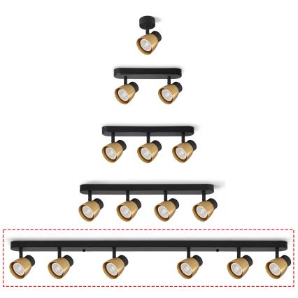 Brilagi - Spotlampe NUGGET 6xGU10/30W/230V sort/guld