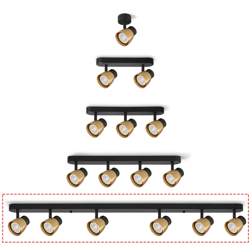 Brilagi - Spotlampe NUGGET 6xGU10/30W/230V sort/guld