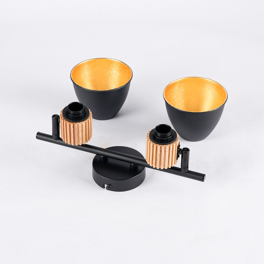 Brilagi - Spotlampe ODENSE 2xE14/10W/230V gummitræ/sort