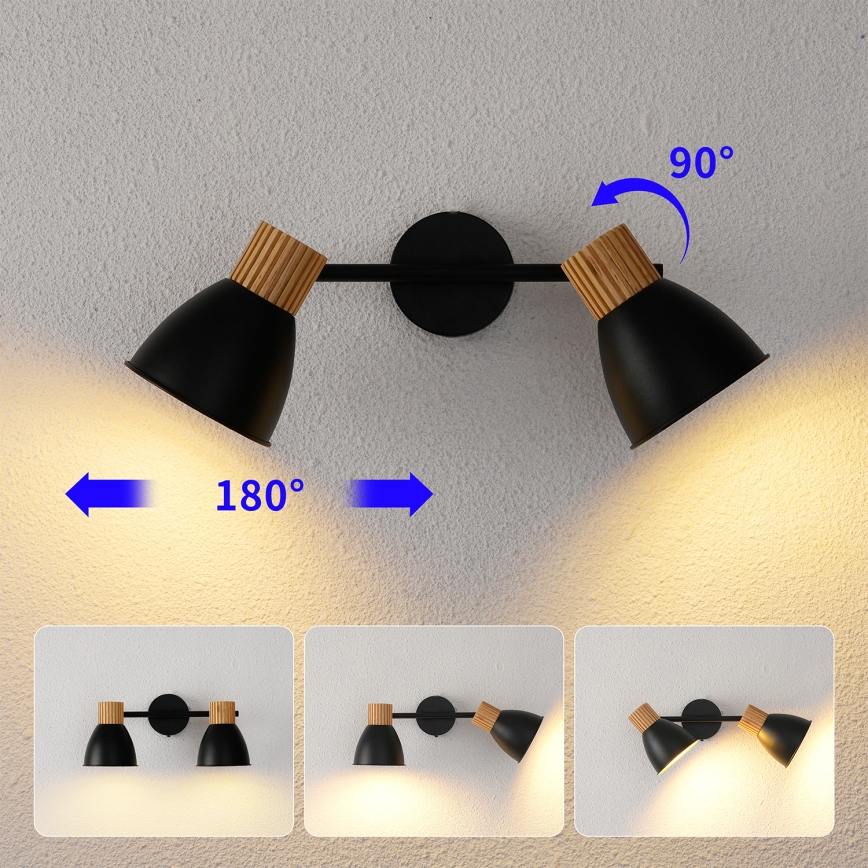 Brilagi - Spotlampe ODENSE 2xE14/10W/230V træ/sort