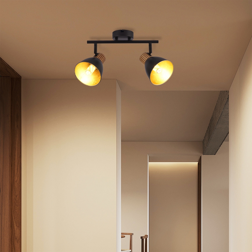 Brilagi - Spotlampe ODENSE 2xE14/10W/230V træ/sort