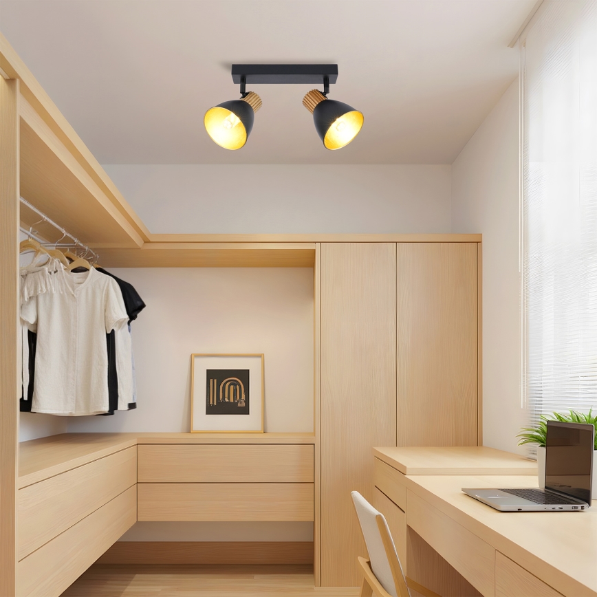 Brilagi - Spotlampe ODENSE 2xE14/10W/230V træ/sort