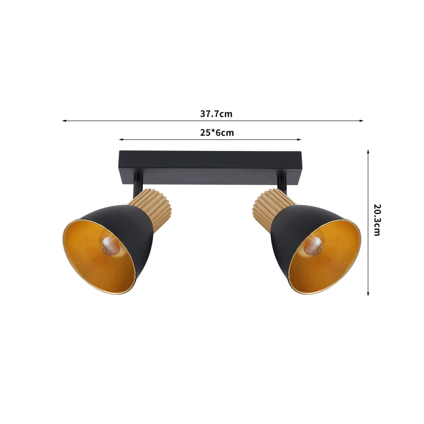 Brilagi - Spotlampe ODENSE 2xE14/10W/230V træ/sort