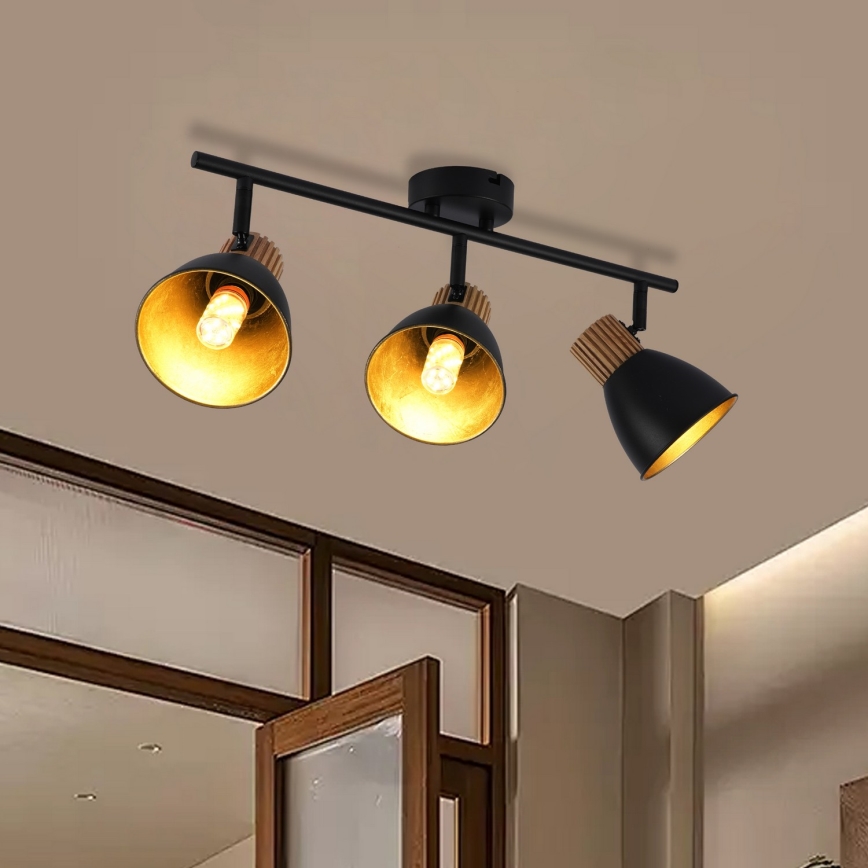 Brilagi - Spotlampe ODENSE 3xE14/10W/230V gummitræ/sort