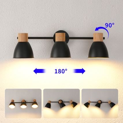 Brilagi - Spotlampe ODENSE 3xE14/10W/230V gummitræ/sort