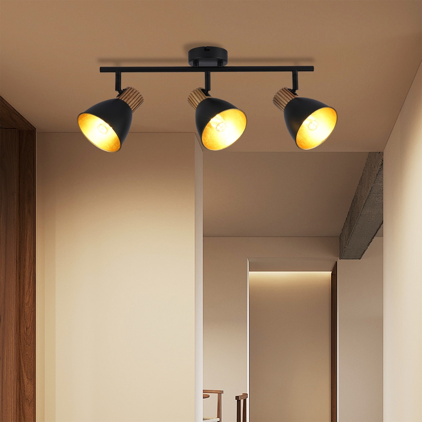 Brilagi - Spotlampe ODENSE 3xE14/10W/230V gummitræ/sort