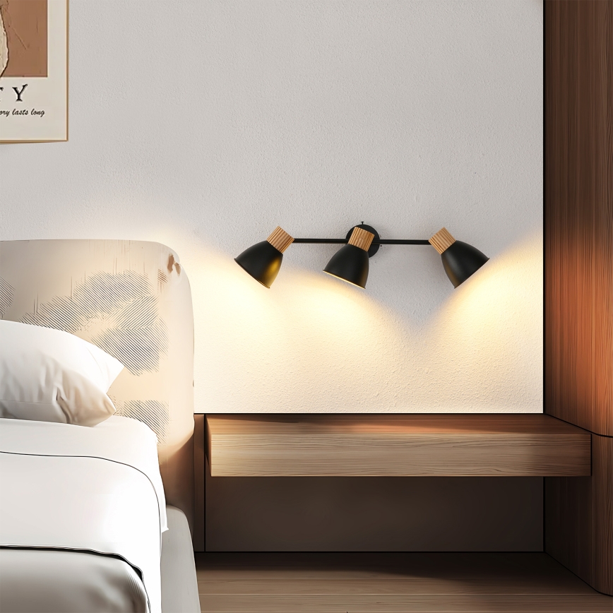 Brilagi - Spotlampe ODENSE 3xE14/10W/230V gummitræ/sort