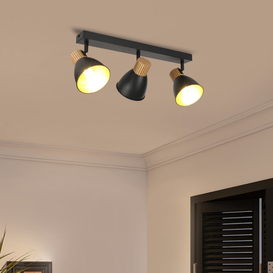 Brilagi - Spotlampe ODENSE 3xE14/10W/230V gummitræ/sort