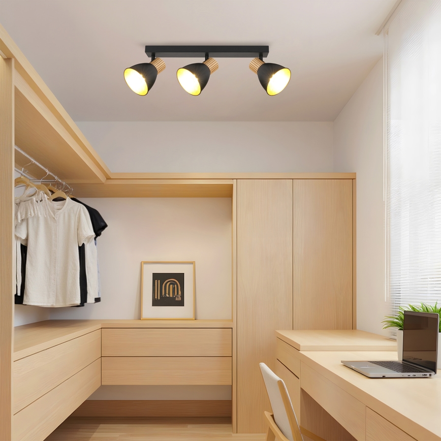 Brilagi - Spotlampe ODENSE 3xE14/10W/230V gummitræ/sort