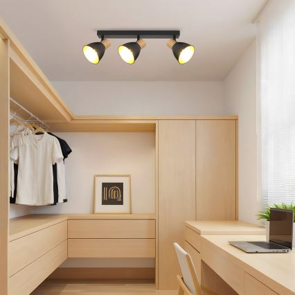 Brilagi - Spotlampe ODENSE 3xE14/10W/230V træ/sort