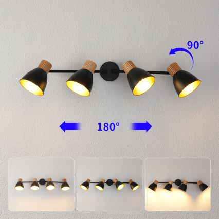 Brilagi - Spotlampe ODENSE 4xE14/10W/230V gummitræ/sort