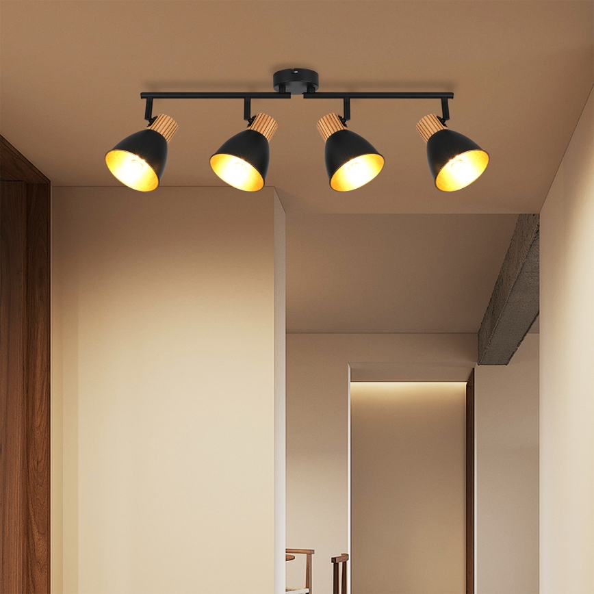 Brilagi - Spotlampe ODENSE 4xE14/10W/230V gummitræ/sort