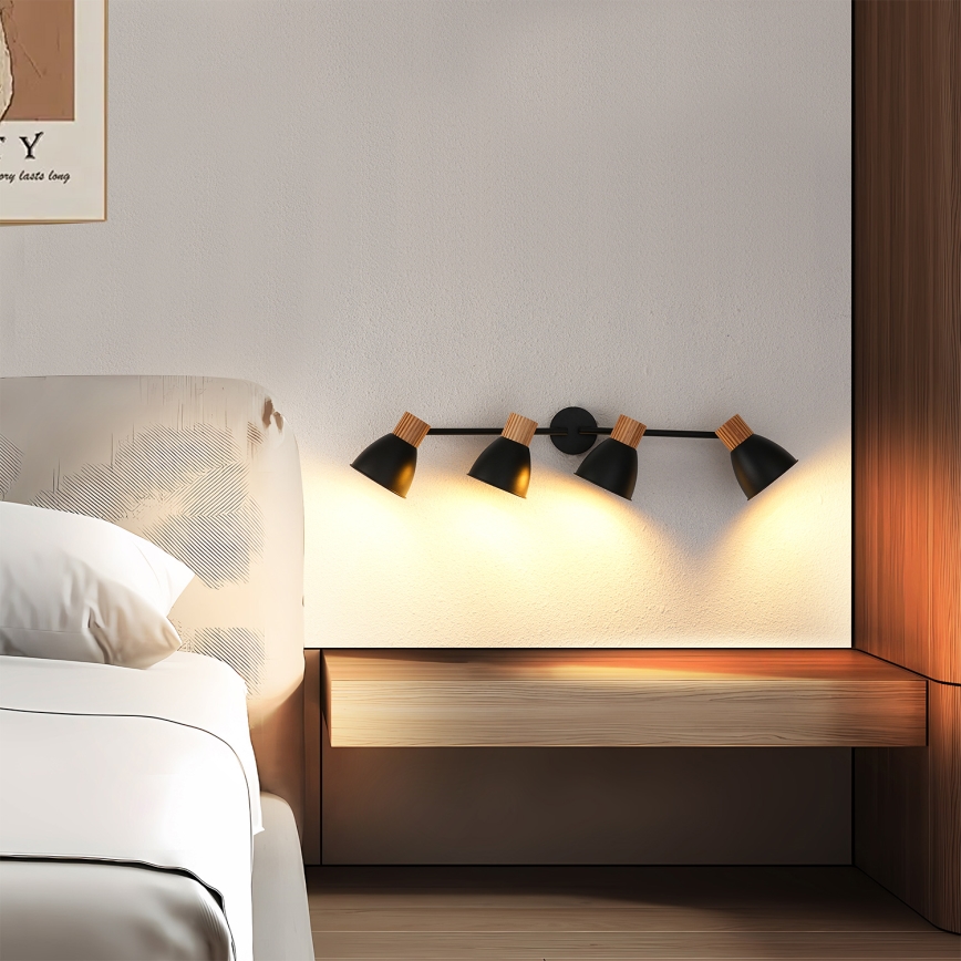 Brilagi - Spotlampe ODENSE 4xE14/10W/230V gummitræ/sort