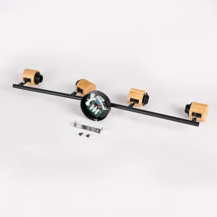 Brilagi - Spotlampe ODENSE 4xE14/10W/230V gummitræ/sort