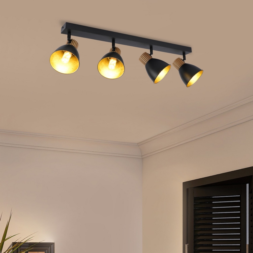 Brilagi - Spotlampe ODENSE 4xE14/10W/230V gummitræ/sort