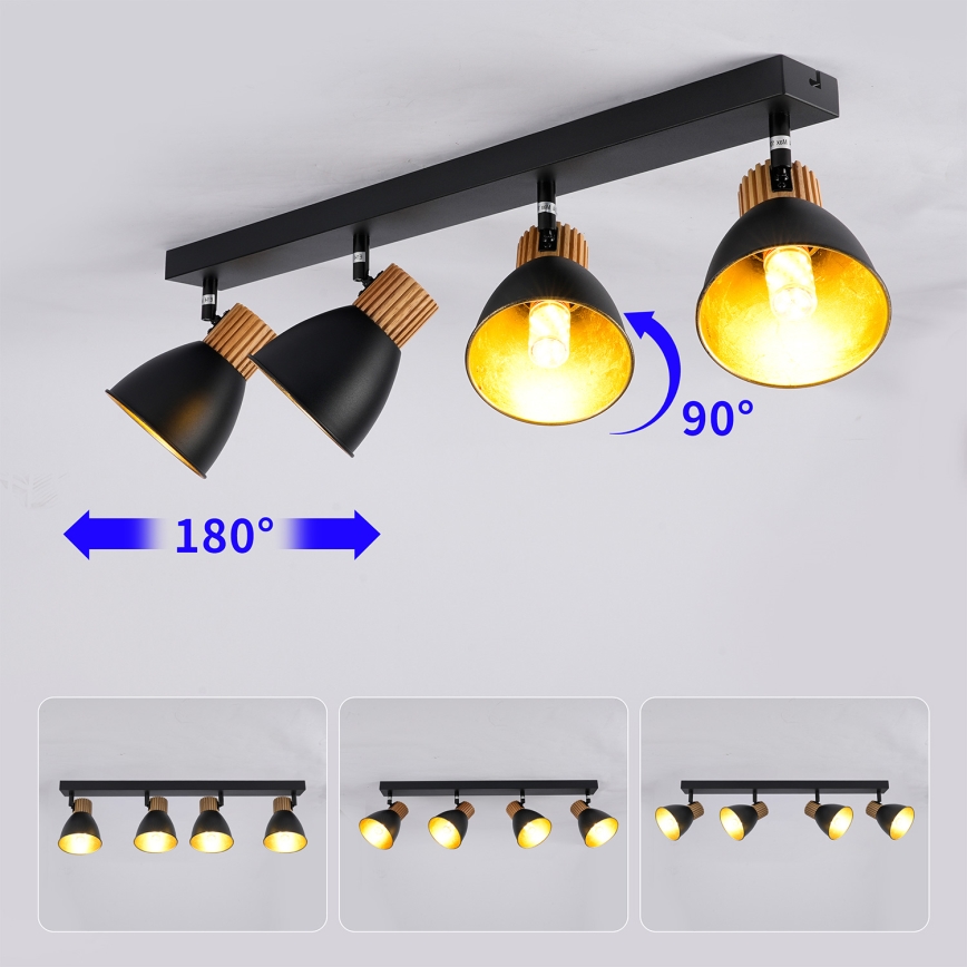 Brilagi - Spotlampe ODENSE 4xE14/10W/230V gummitræ/sort