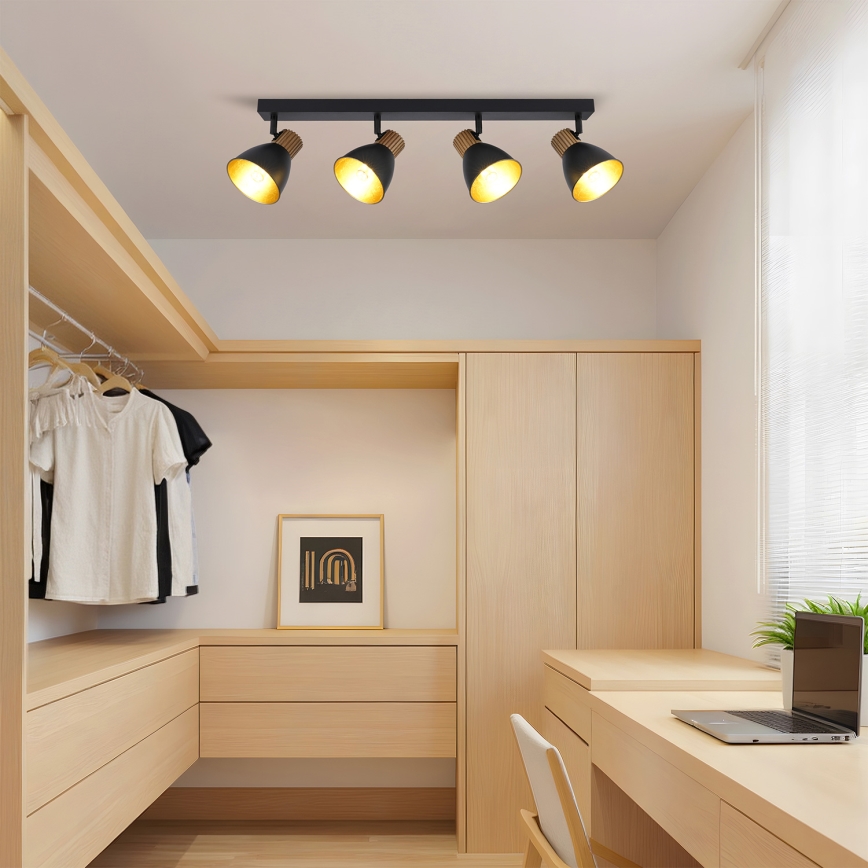 Brilagi - Spotlampe ODENSE 4xE14/10W/230V gummitræ/sort