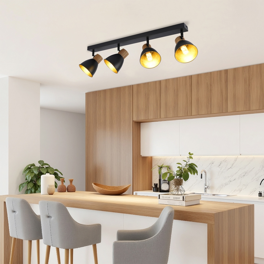 Brilagi - Spotlampe ODENSE 4xE14/10W/230V gummitræ/sort