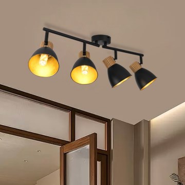 Brilagi - Spotlampe ODENSE 4xE14/10W/230V træ/sort