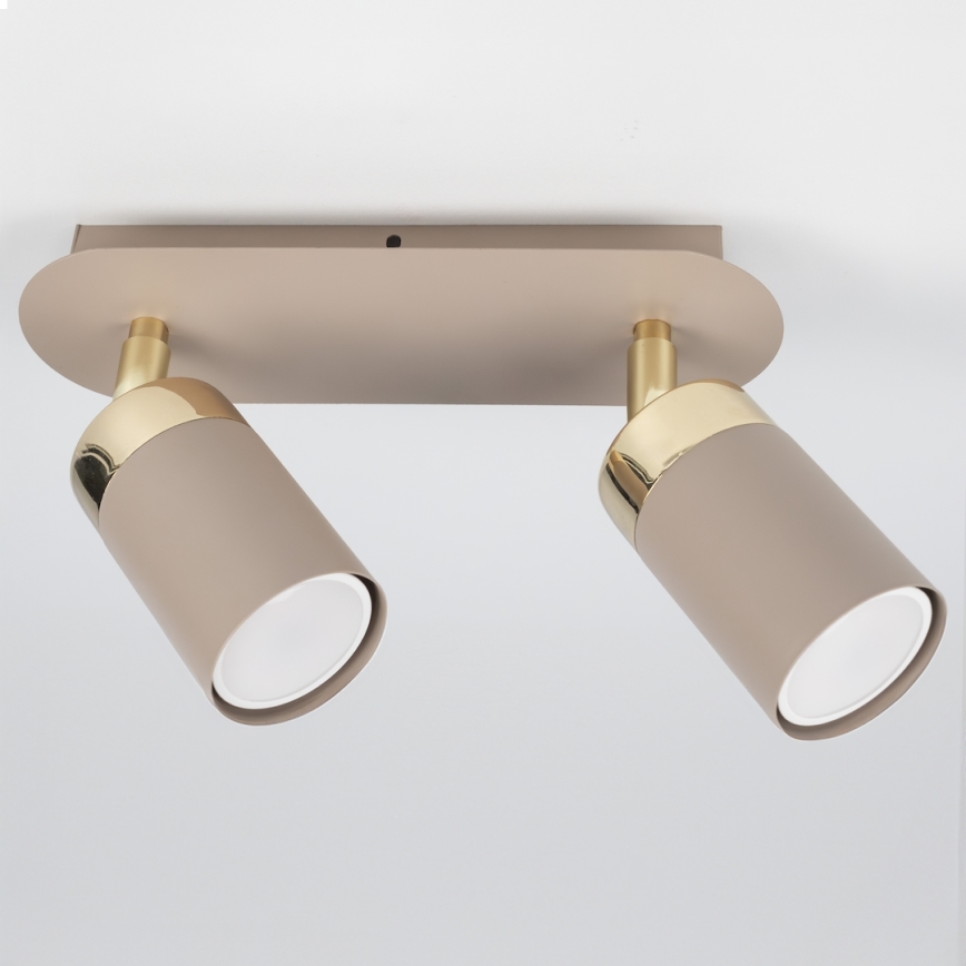 Brilagi - Spotlampe POKER 2xGU10/25W/230V beige/guldfarvet