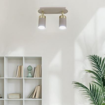 Brilagi - Spotlampe POKER 2xGU10/25W/230V beige/guldfarvet