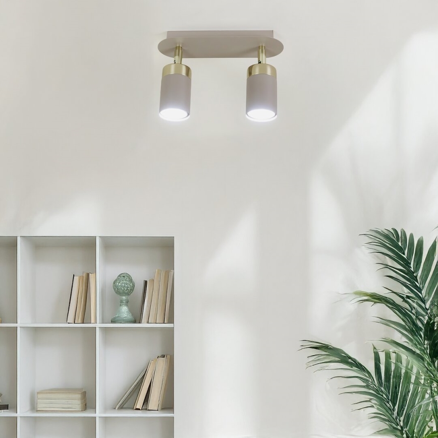 Brilagi - Spotlampe POKER 2xGU10/25W/230V beige/guldfarvet