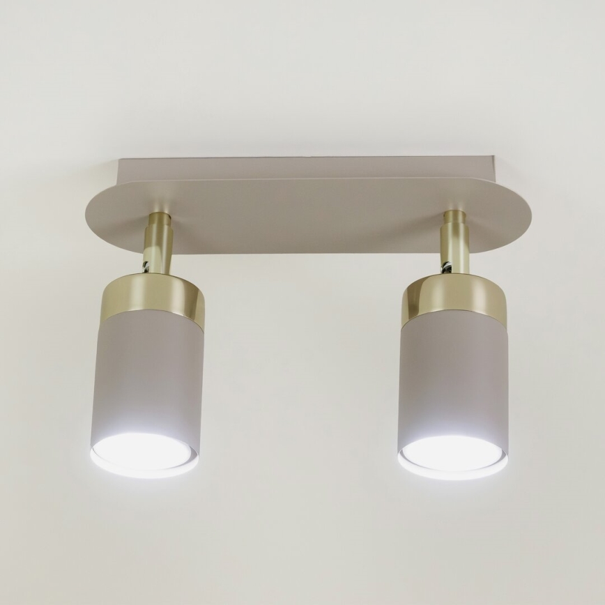 Brilagi - Spotlampe POKER 2xGU10/25W/230V beige/guldfarvet