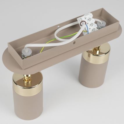 Brilagi - Spotlampe POKER 2xGU10/25W/230V beige/guldfarvet