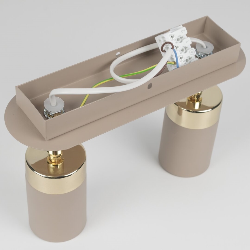 Brilagi - Spotlampe POKER 2xGU10/25W/230V beige/guldfarvet