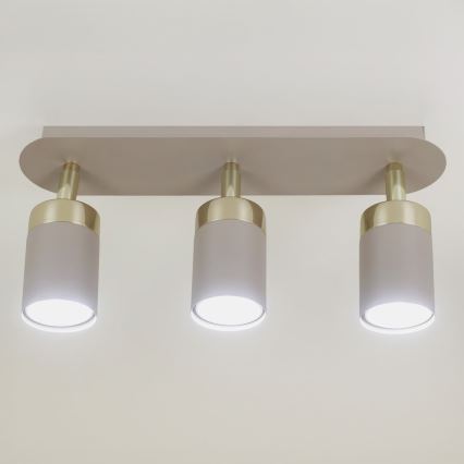 Brilagi - Spotlampe POKER 3xGU10/25W/230V beige/guldfarvet