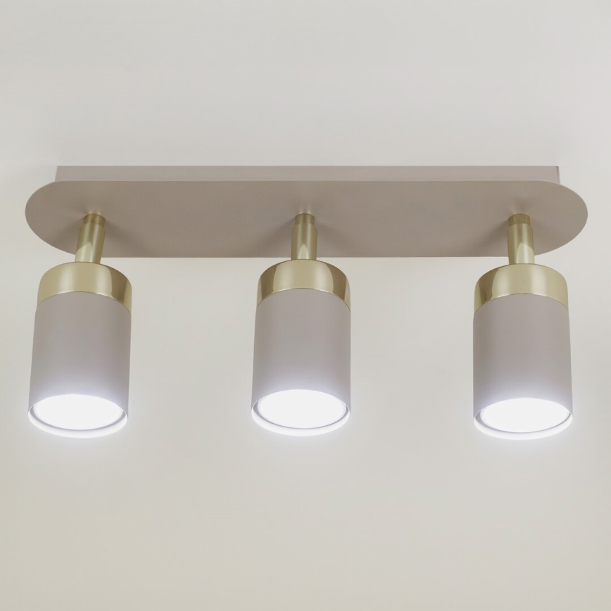 Brilagi - Spotlampe POKER 3xGU10/25W/230V beige/guldfarvet