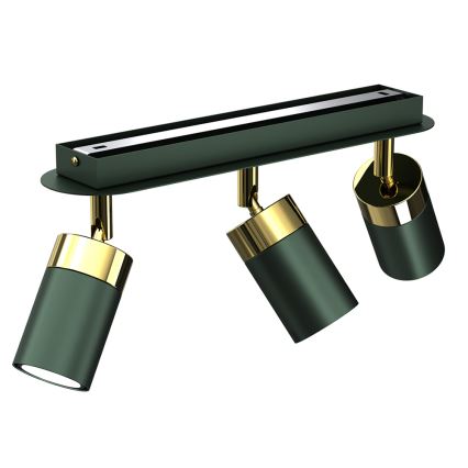 Brilagi - Spotlampe POKER 3xGU10/25W/230V grøn/guldfarvet