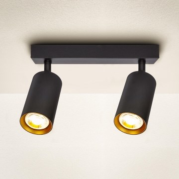 Brilagi - Spotlampe SELE 2xGU10/30W/230V sort/guldfarvet