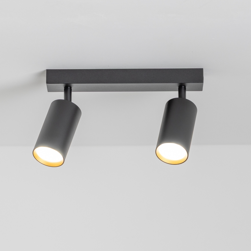 Brilagi - Spotlampe SELE 2xGU10/30W/230V sort/guldfarvet