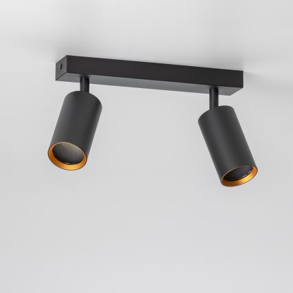 Brilagi - Spotlampe SELE 2xGU10/30W/230V sort/guldfarvet