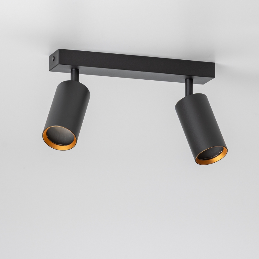 Brilagi - Spotlampe SELE 2xGU10/30W/230V sort/guldfarvet