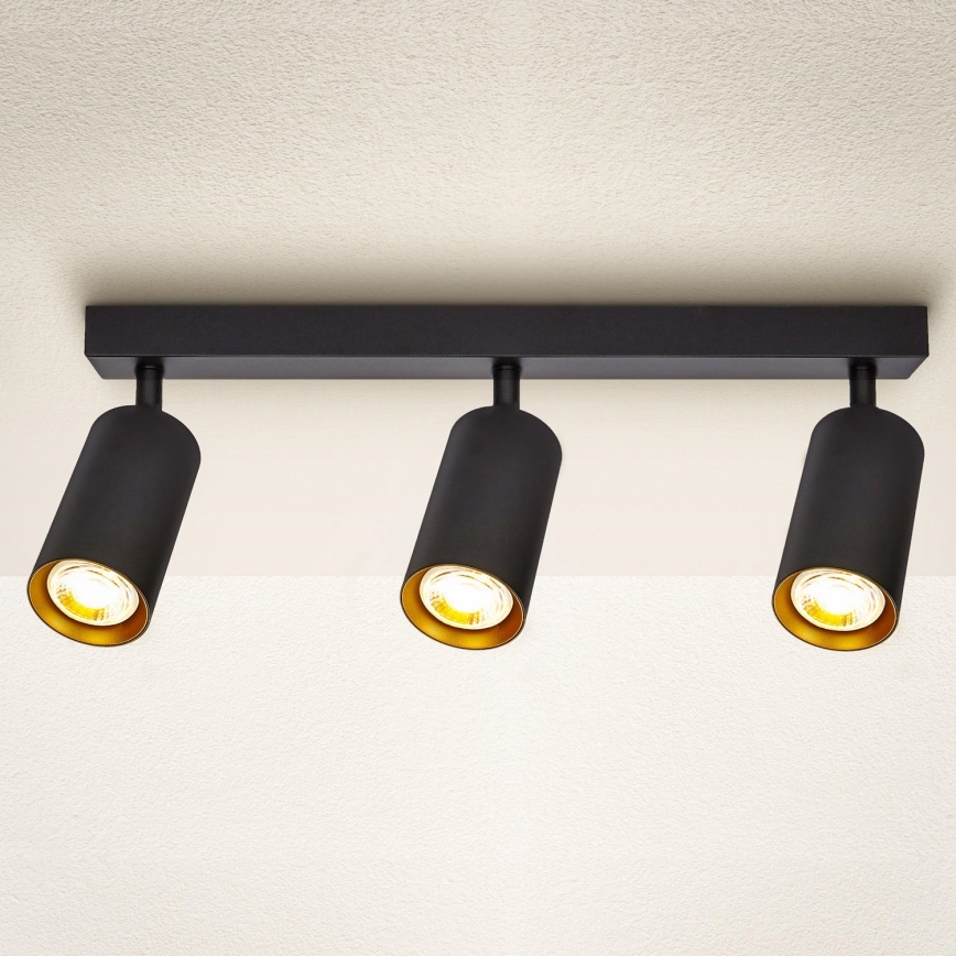Brilagi - Spotlampe SELE 3xGU10/30W/230V sort/guldfarvet