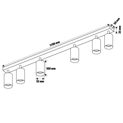Brilagi - Spotlampe SELE 6xGU10/30W/230V hvid/eg decor