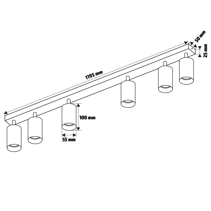 Brilagi - Spotlampe SELE 6xGU10/30W/230V sort/guldfarvet