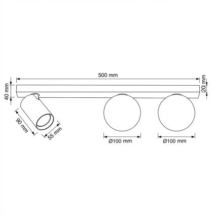 Brilagi - Spotlampe SELE BALL 1xGU10/30W/230V + 2xG9/10W sort