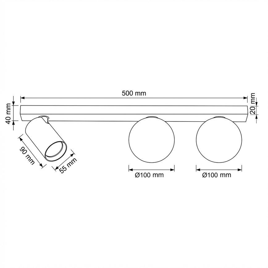Brilagi - Spotlampe SELE BALL 1xGU10/30W/230V + 2xG9/10W sort