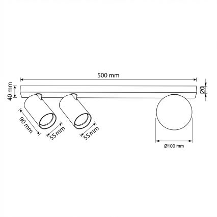 Brilagi - Spotlampe SELE BALL 2xGU10/30W/230V + 1xG9/10W hvid