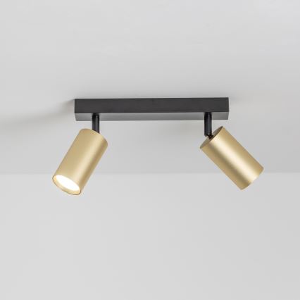 Brilagi - Spotlampe SELE GOLDEN 2xGU10/30W/230V sort/guldfarvet