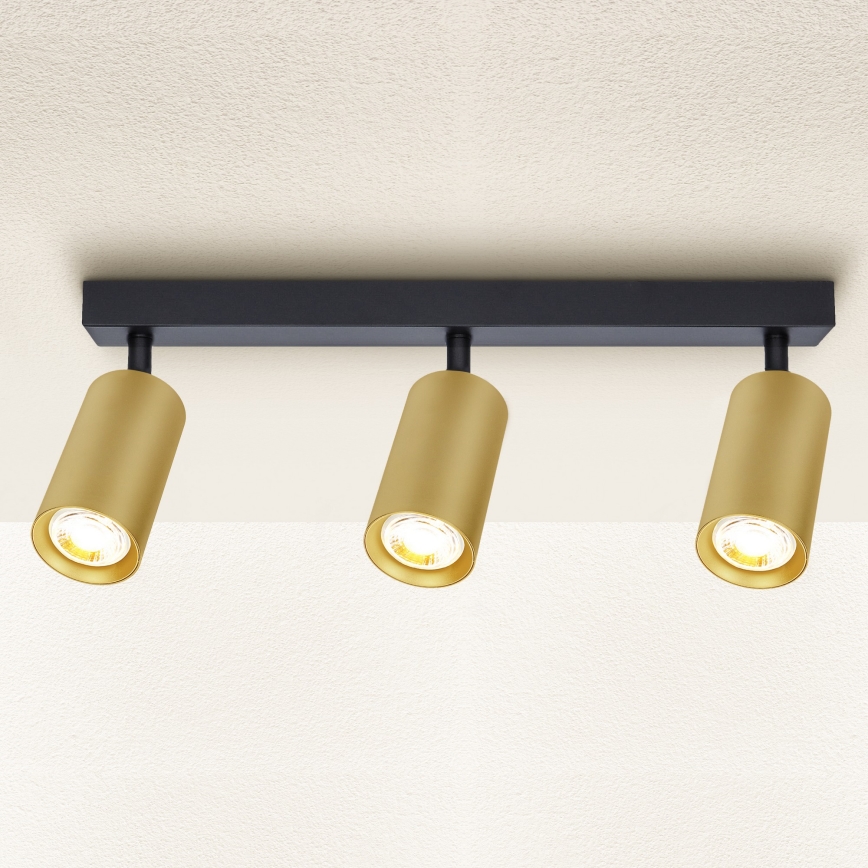 Brilagi - Spotlampe SELE GOLDEN 3xGU10/30W/230V sort/guldfarvet