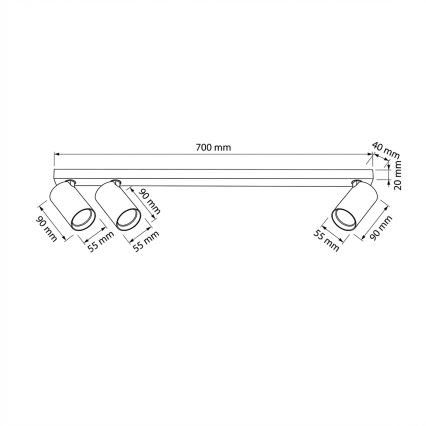 Brilagi - Spotlampe SELE LONG 3xGU10/30W/230V beige