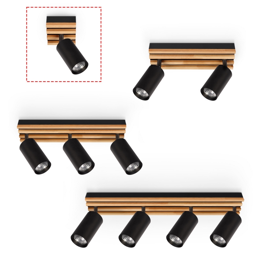 Brilagi - Spotlampe SELE WOOD 1xGU10/30W/230V sort/træ