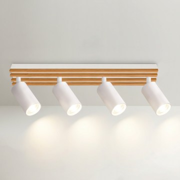 Brilagi - Spotlampe SELE WOOD 4xGU10/30W/230V hvid/træ