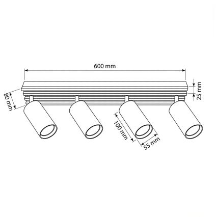 Brilagi - Spotlampe SELE WOOD 4xGU10/30W/230V hvid/træ